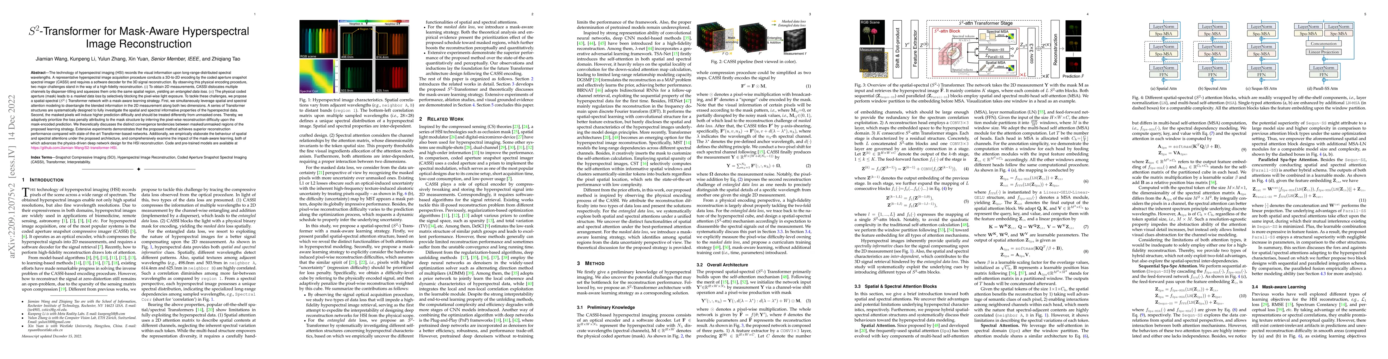 Thumbnail for S^2-Transformer for Mask-Aware Hyperspectral Image Reconstruction