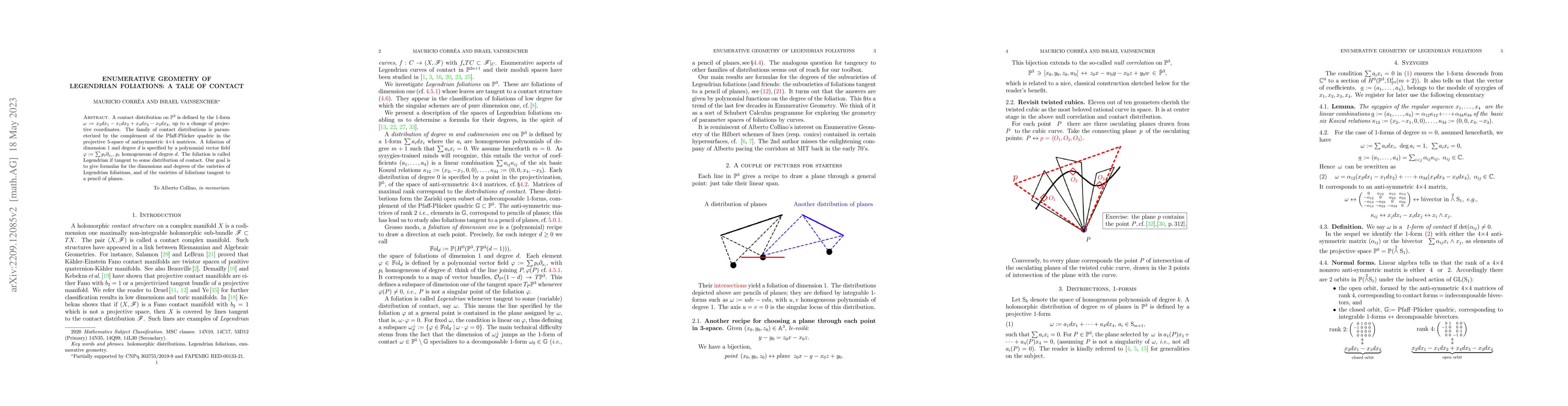 Thumbnail for Enumerative geometry of Legendrian foliations: a Tale of Contact