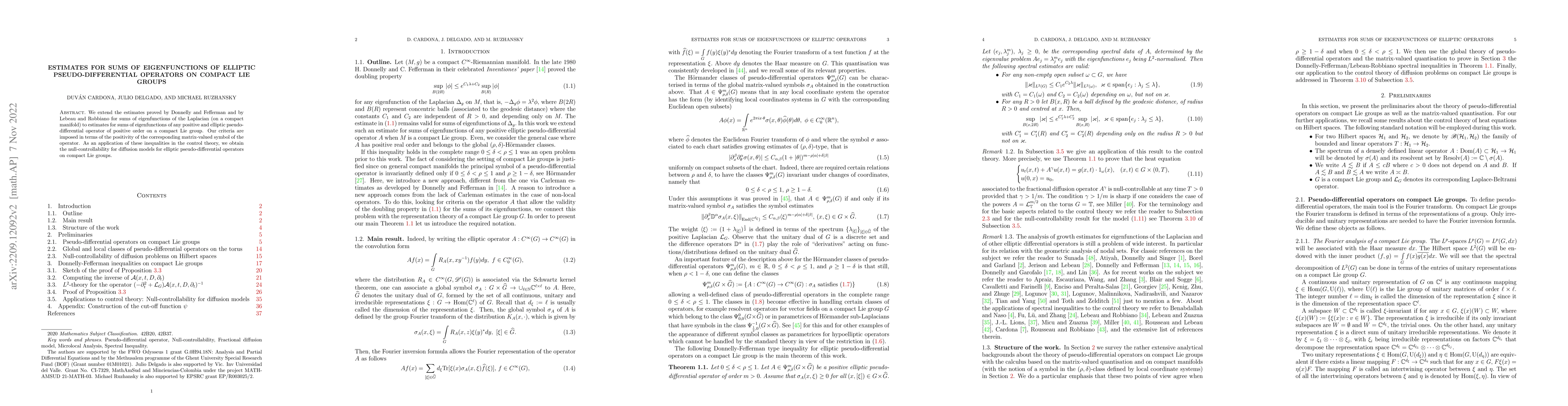 Thumbnail for Estimates for sums of eigenfunctions of elliptic pseudo-differential
  operators on compact Lie groups