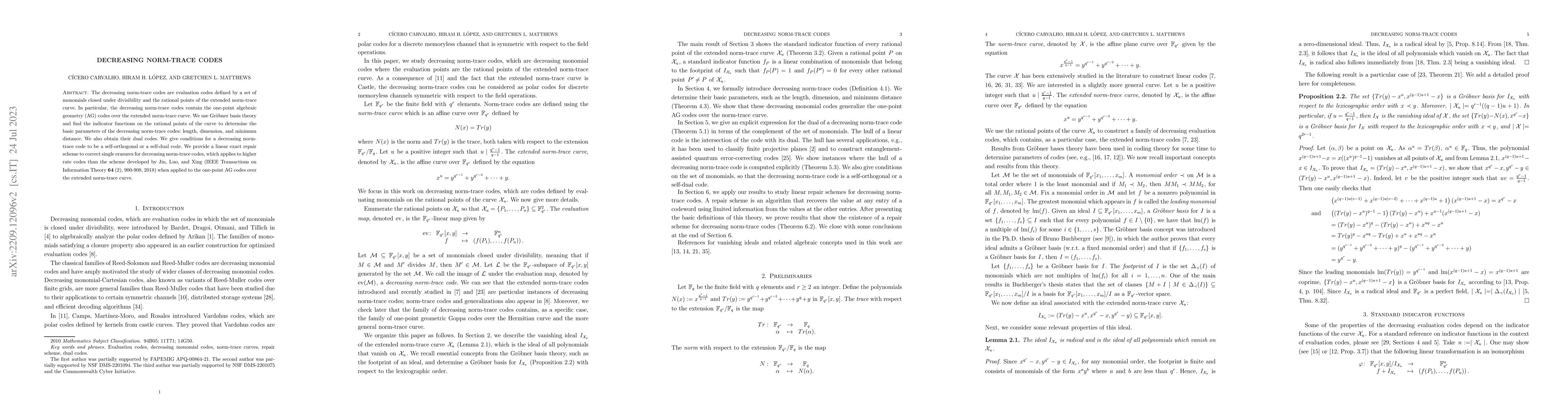 Thumbnail for Decreasing norm-trace codes