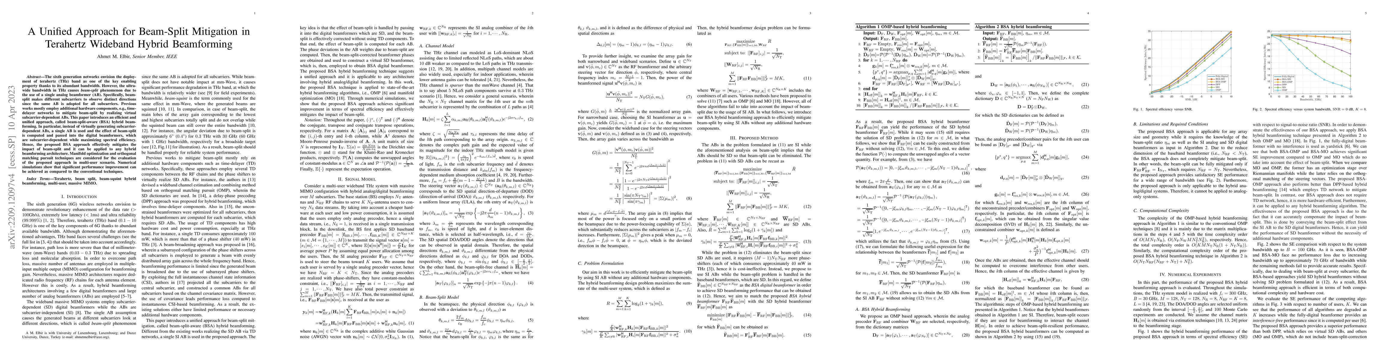 Thumbnail for A Unified Approach for Beam-Split Mitigation in Terahertz Wideband
  Hybrid Beamforming