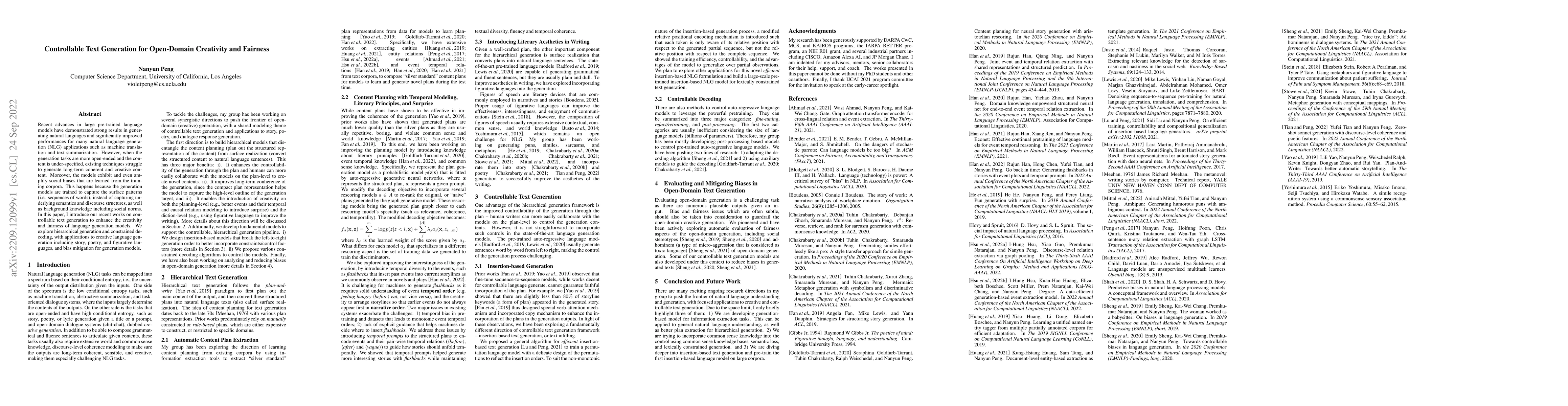 Thumbnail for Controllable Text Generation for Open-Domain Creativity and Fairness