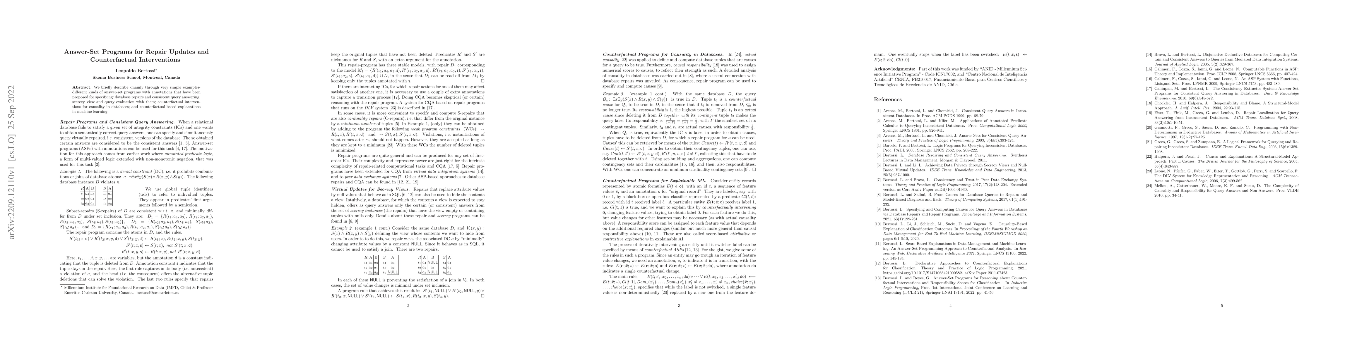Thumbnail for Answer-Set Programs for Repair Updates and Counterfactual Interventions