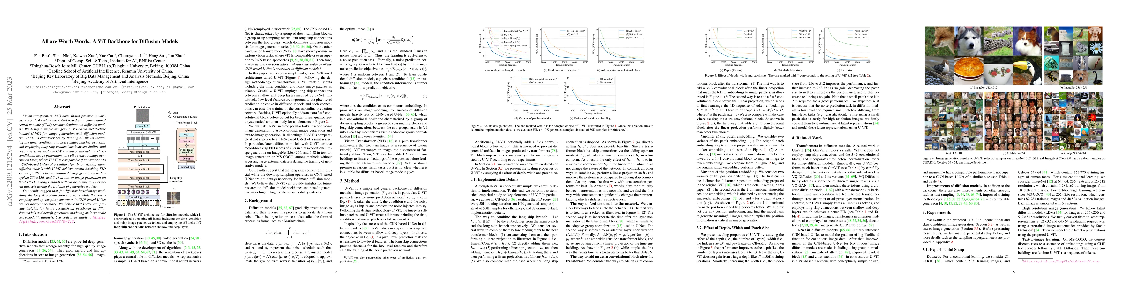 Thumbnail for All are Worth Words: A ViT Backbone for Diffusion Models