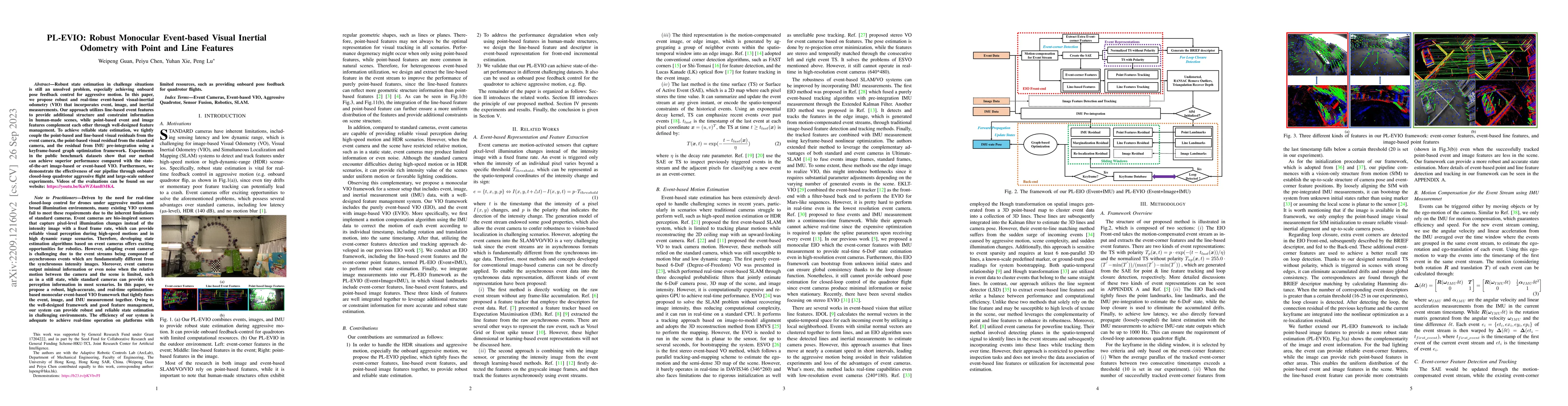 Thumbnail for PL-EVIO: Robust Monocular Event-based Visual Inertial Odometry with
  Point and Line Features