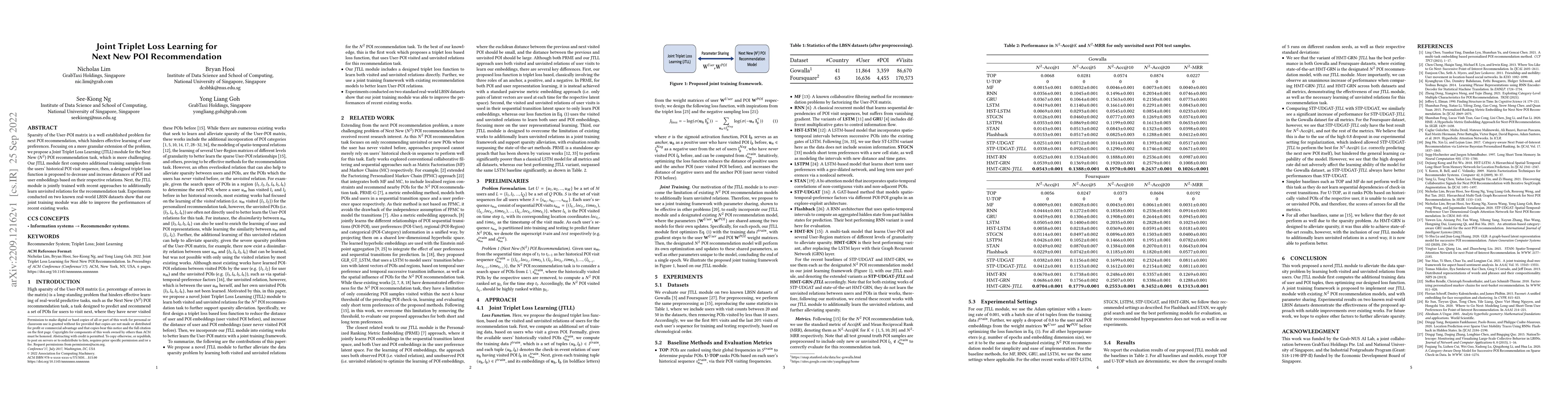 Thumbnail for Joint Triplet Loss Learning for Next New POI Recommendation