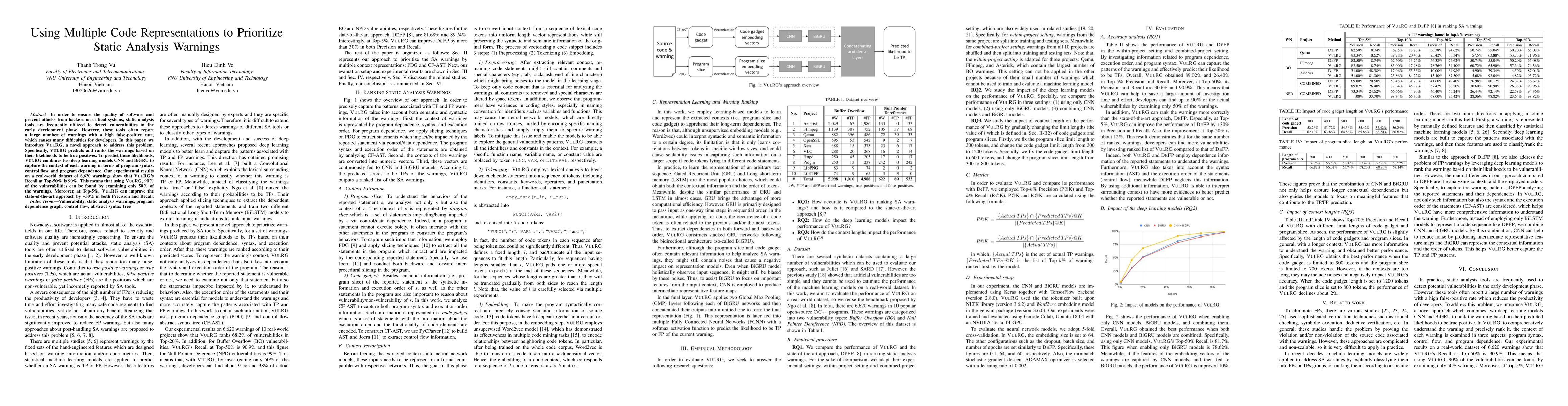 Thumbnail for Using Multiple Code Representations to Prioritize Static Analysis
  Warnings