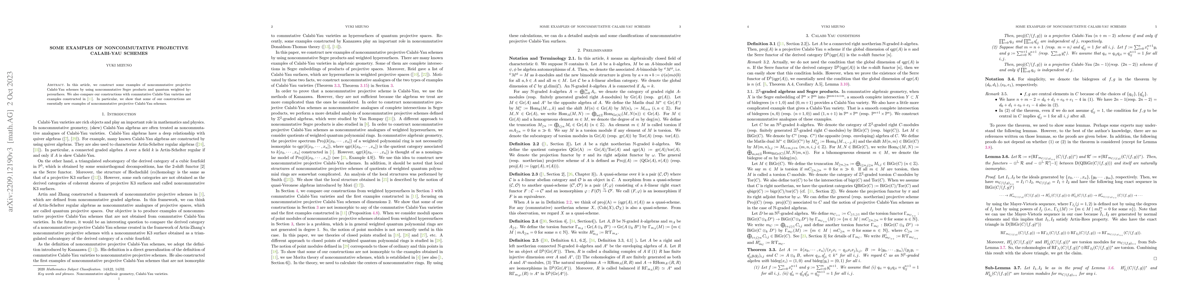 Thumbnail for Some examples of noncommutative projective Calabi-Yau schemes