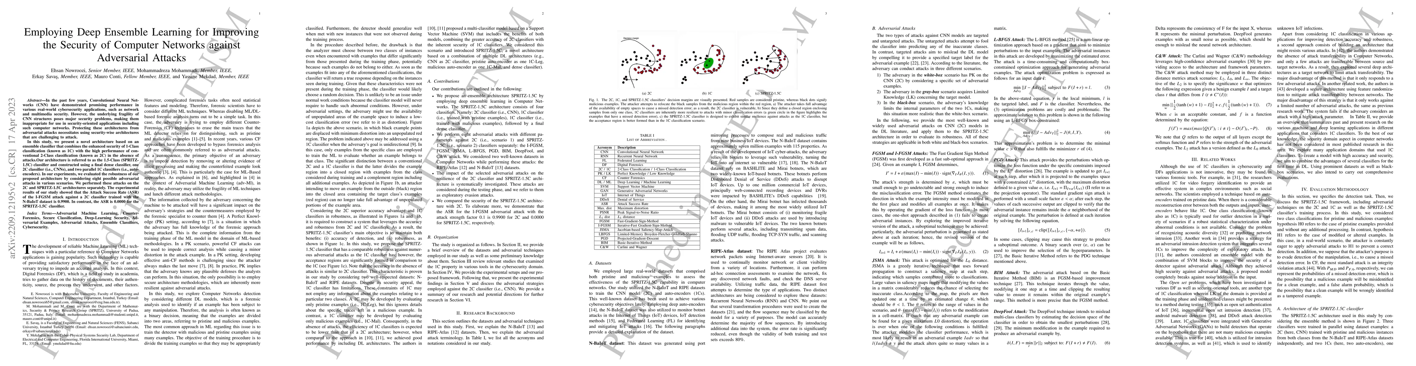 Thumbnail for Employing Deep Ensemble Learning for Improving the Security of Computer
  Networks against Adversarial Attacks