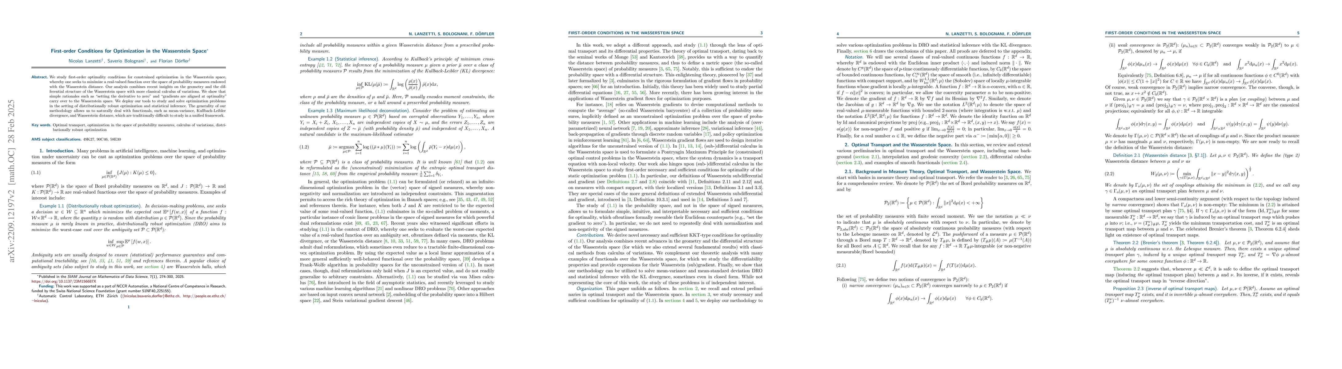 Thumbnail for First-order Conditions for Optimization in the Wasserstein Space