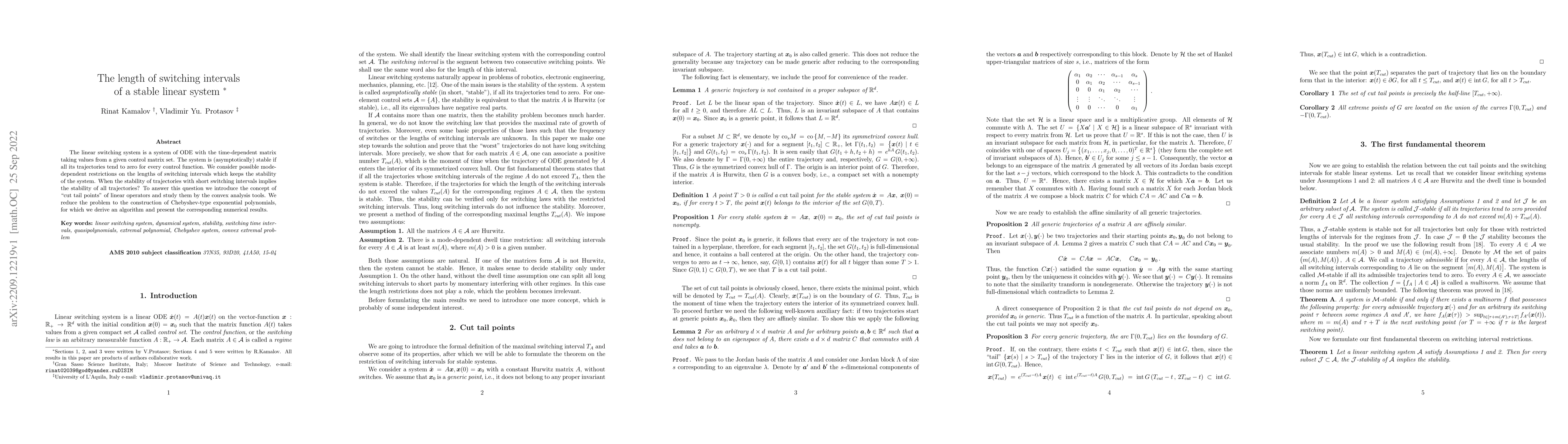 Thumbnail for The length of switching intervals of a stable linear system