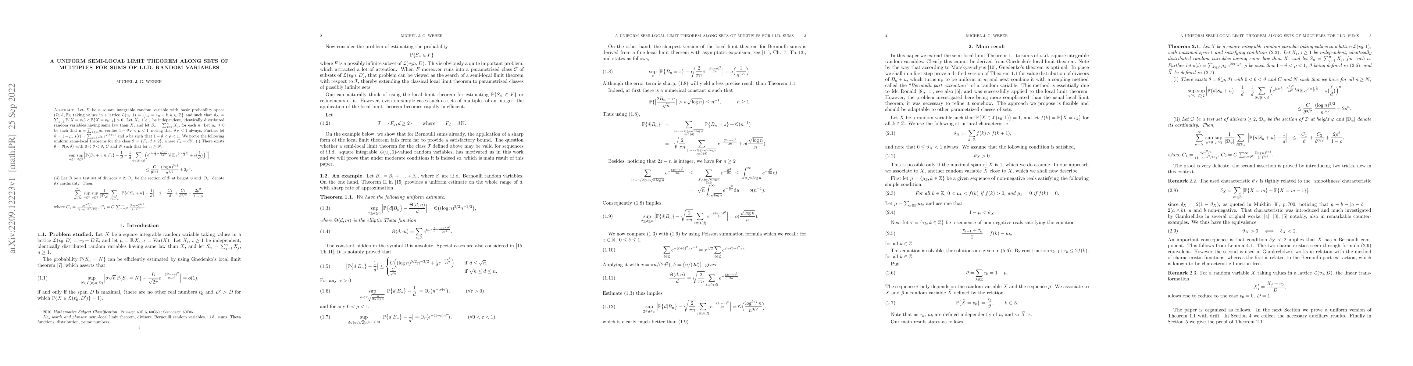 Thumbnail for A uniform semi-local limit theorem along sets of multiples for sums of
  i.i.d. random variables