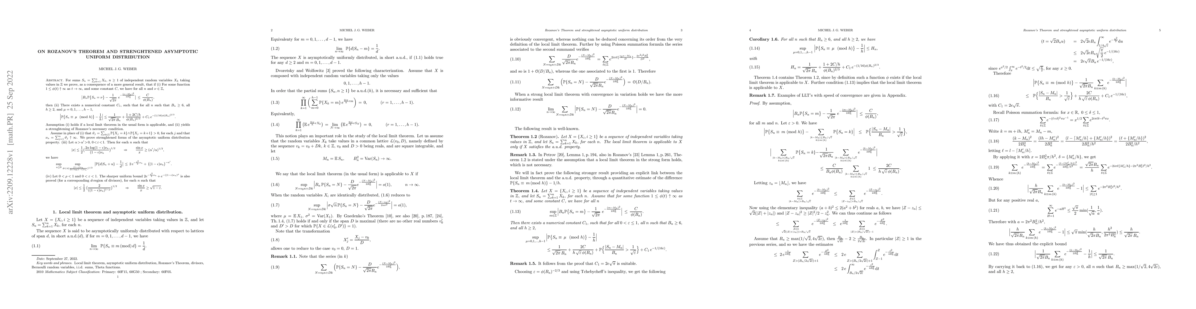 Thumbnail for On Rozanov's Theorem and strenghtened asymptotic uniform distribution