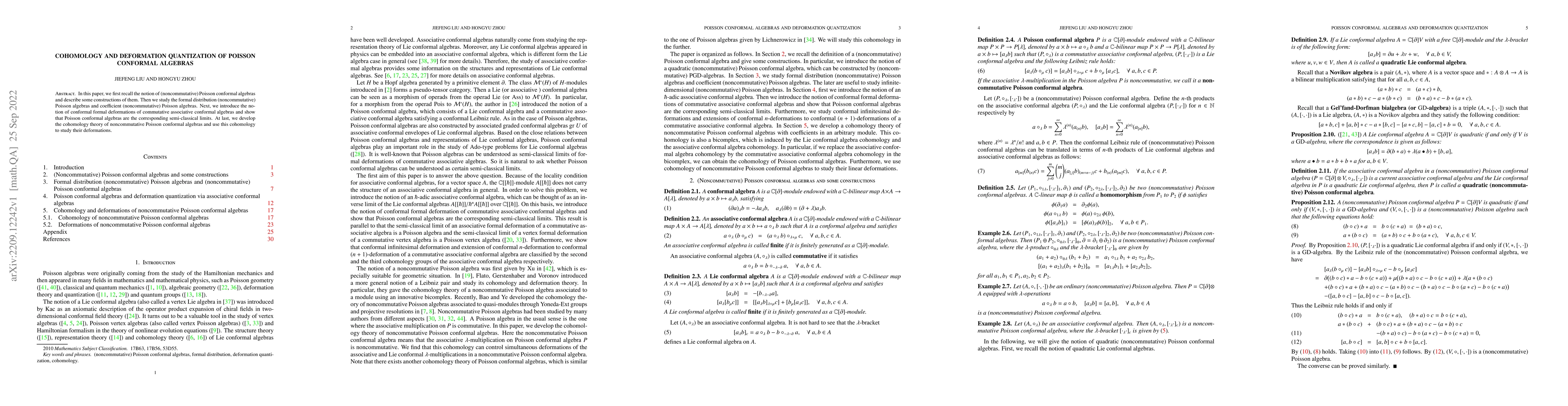 Thumbnail for Cohomology and deformation quantization of Poisson conformal algebras
