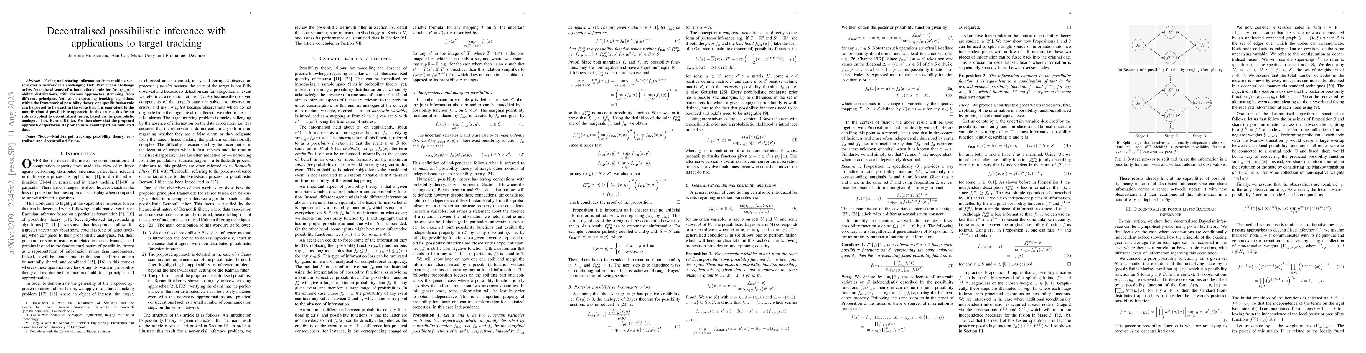 Thumbnail for Decentralised possibilistic inference with applications to target
  tracking