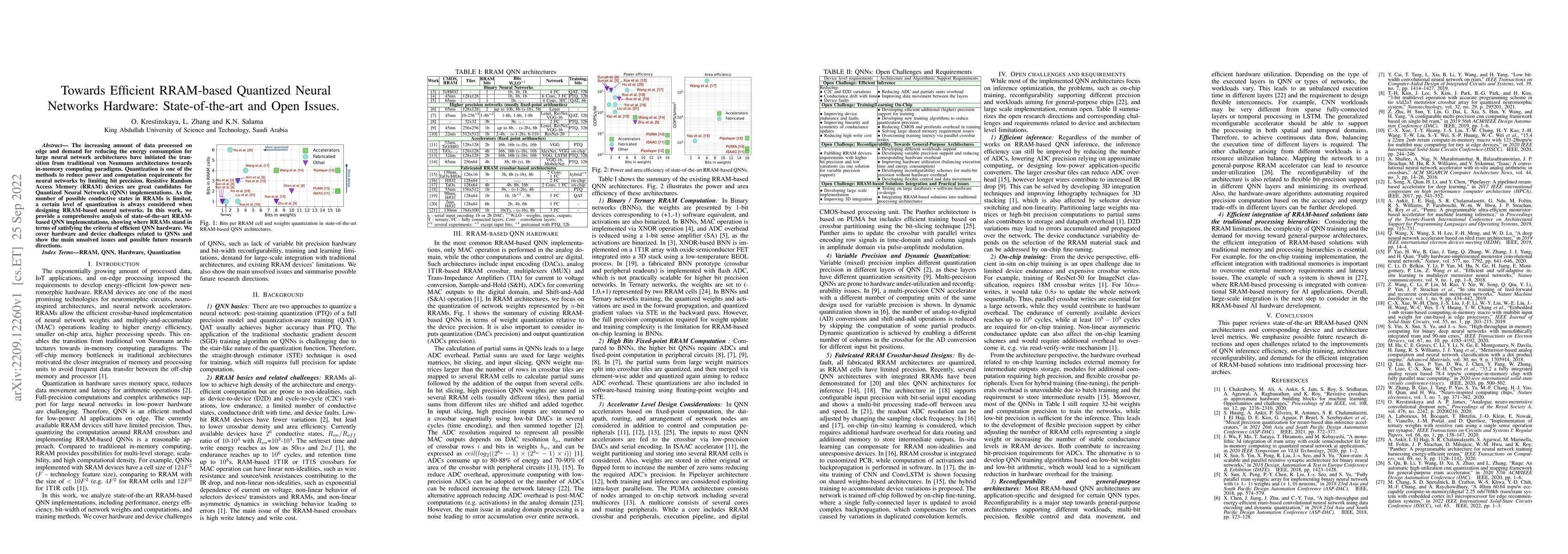 Thumbnail for Towards Efficient RRAM-based Quantized Neural Networks Hardware:
  State-of-the-art and Open Issues