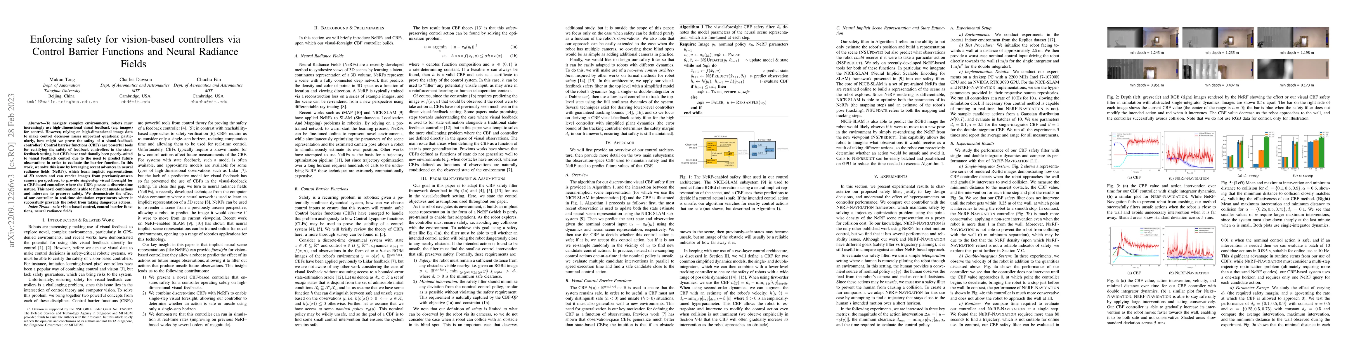 Thumbnail for Enforcing safety for vision-based controllers via Control Barrier
  Functions and Neural Radiance Fields