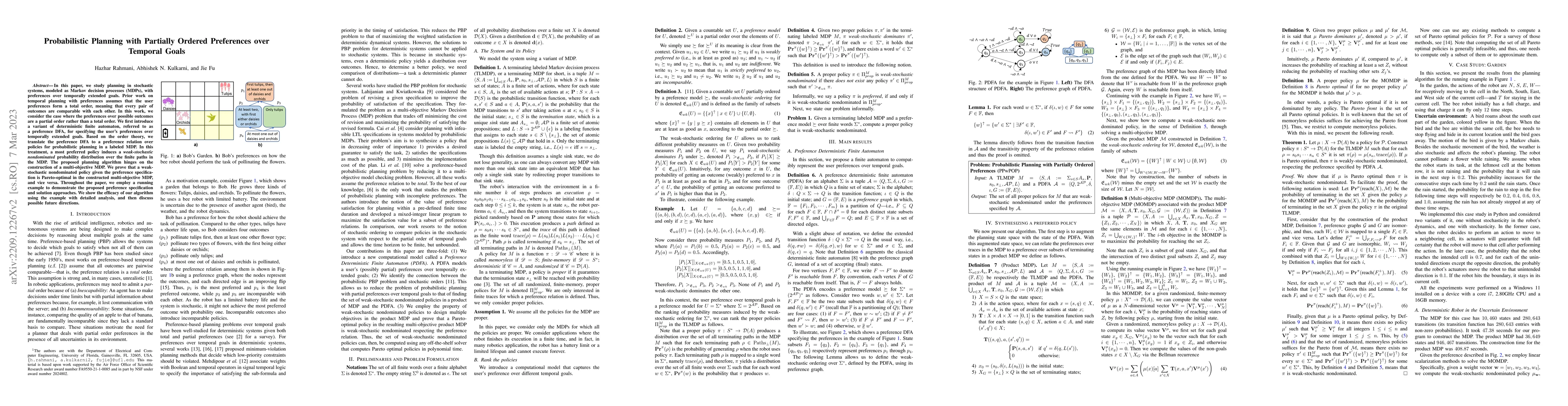 Thumbnail for Probabilistic Planning with Partially Ordered Preferences over Temporal
  Goals