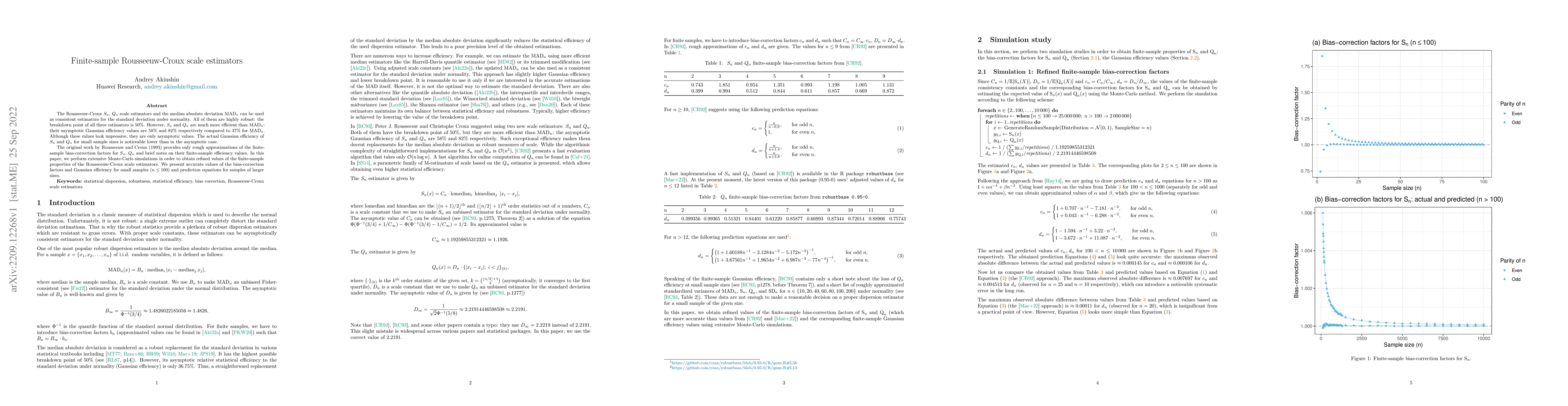 Thumbnail for Finite-sample Rousseeuw-Croux scale estimators