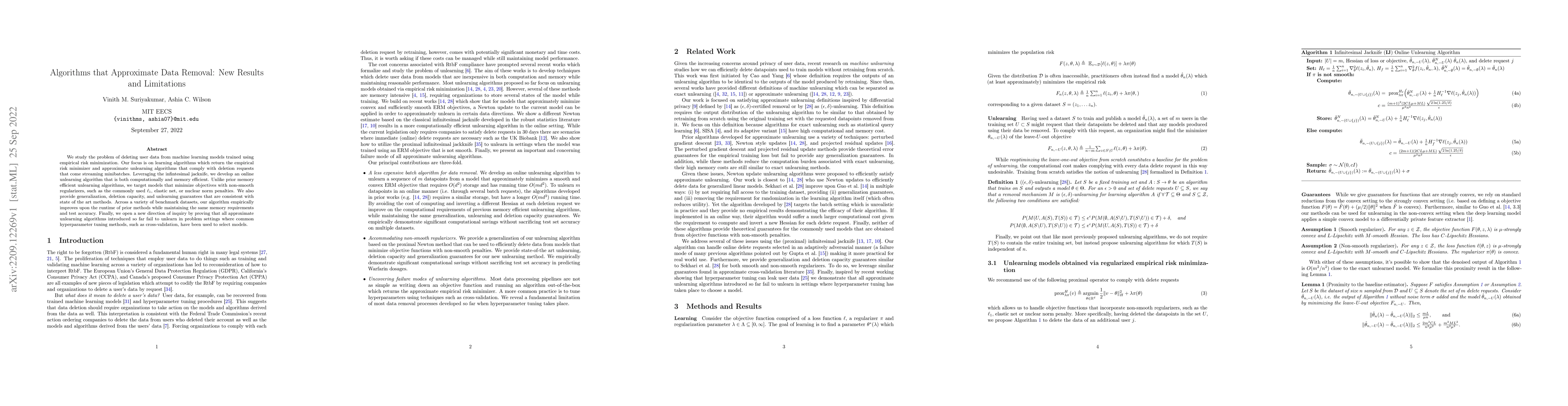 Thumbnail for Algorithms that Approximate Data Removal: New Results and Limitations