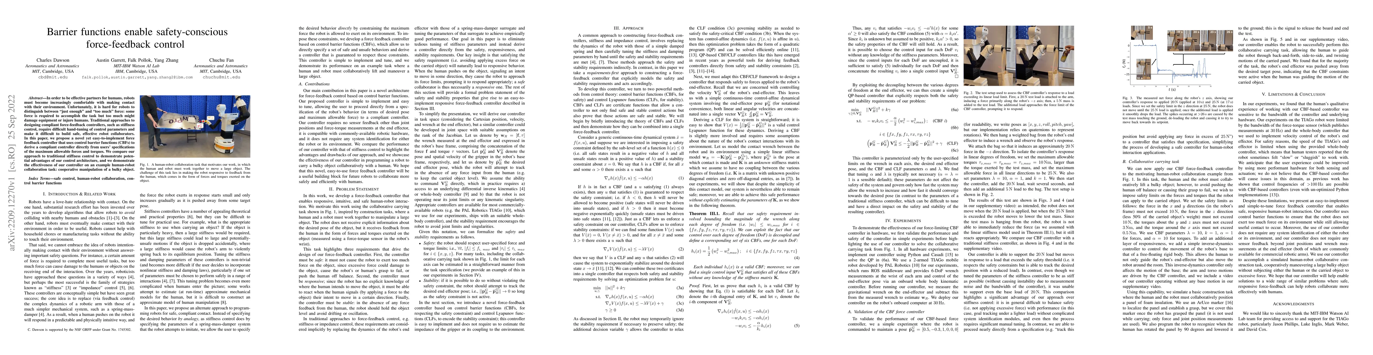 Thumbnail for Barrier functions enable safety-conscious force-feedback control