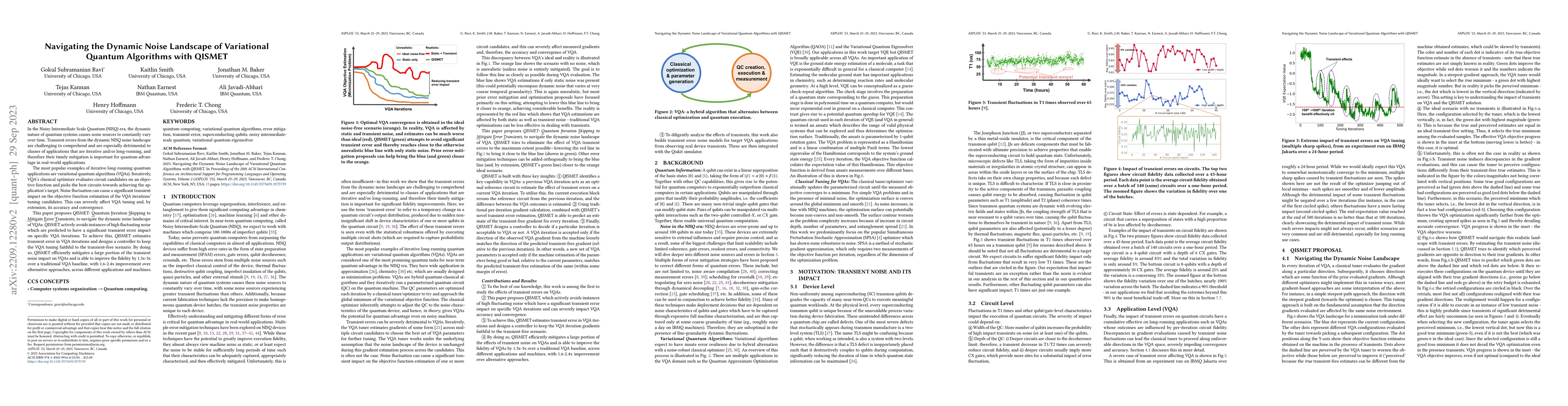 Thumbnail for Navigating the dynamic noise landscape of variational quantum algorithms
  with QISMET