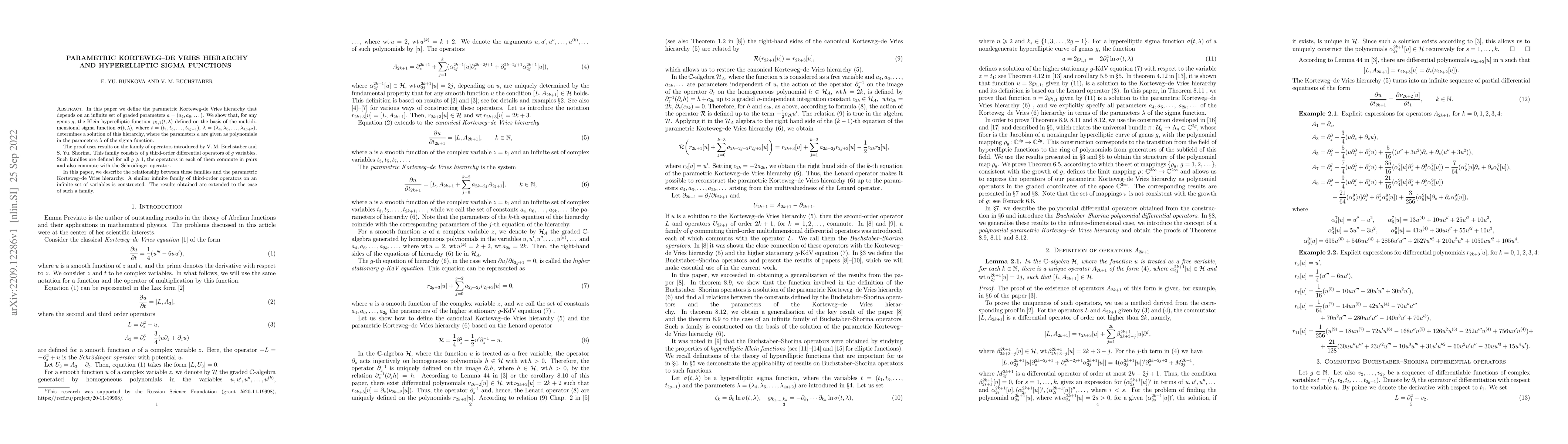 Thumbnail for Parametric Korteweg--de Vries hierarchy and hyperelliptic sigma
  functions