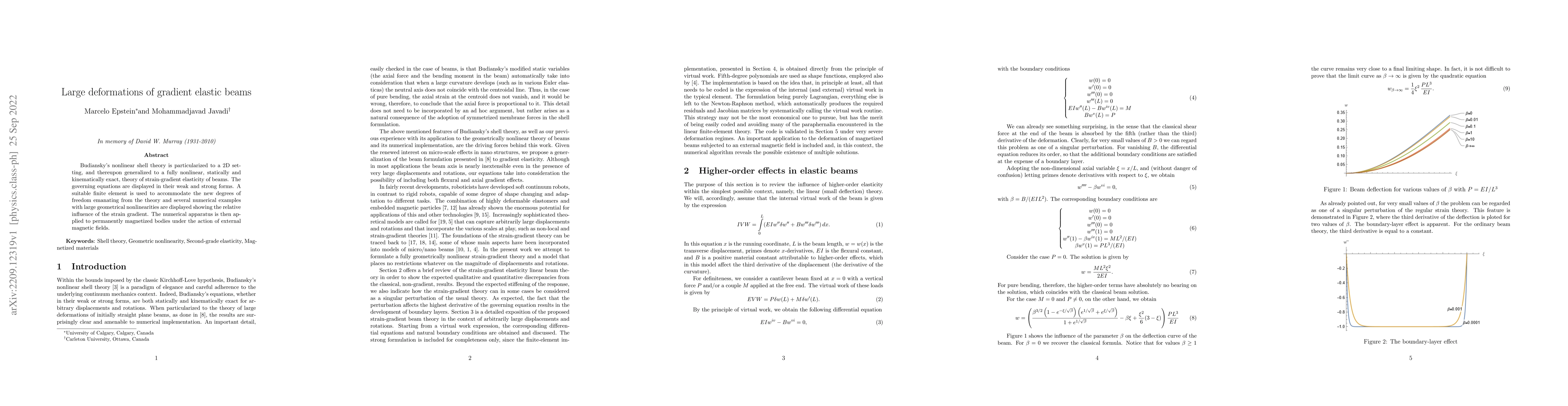 Thumbnail for Large deformations of gradient elastic beams