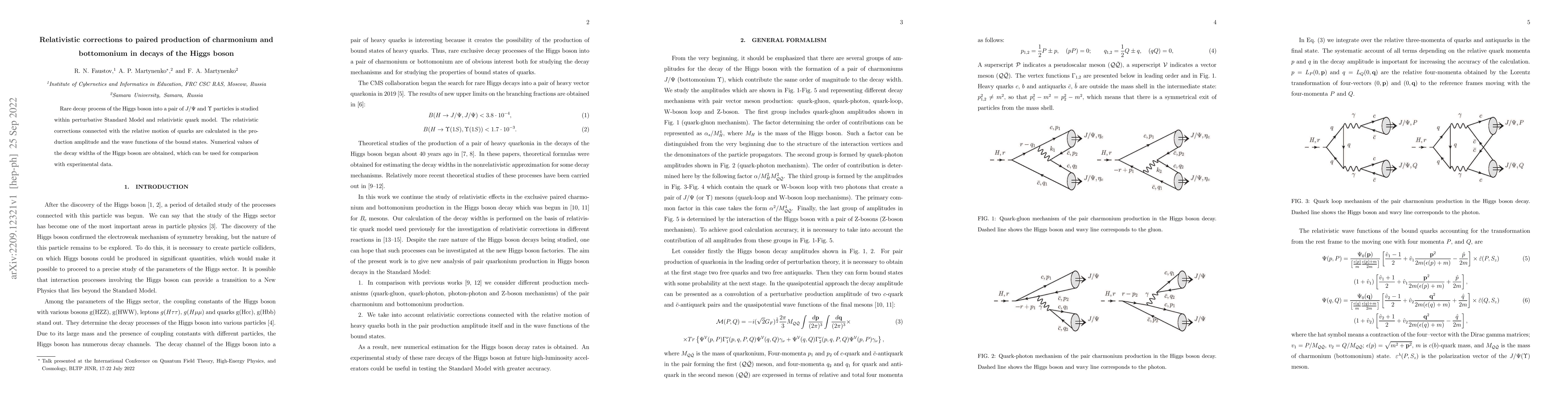 Thumbnail for Relativistic corrections to paired production of charmonium and
  bottomonium in decays of the Higgs boson