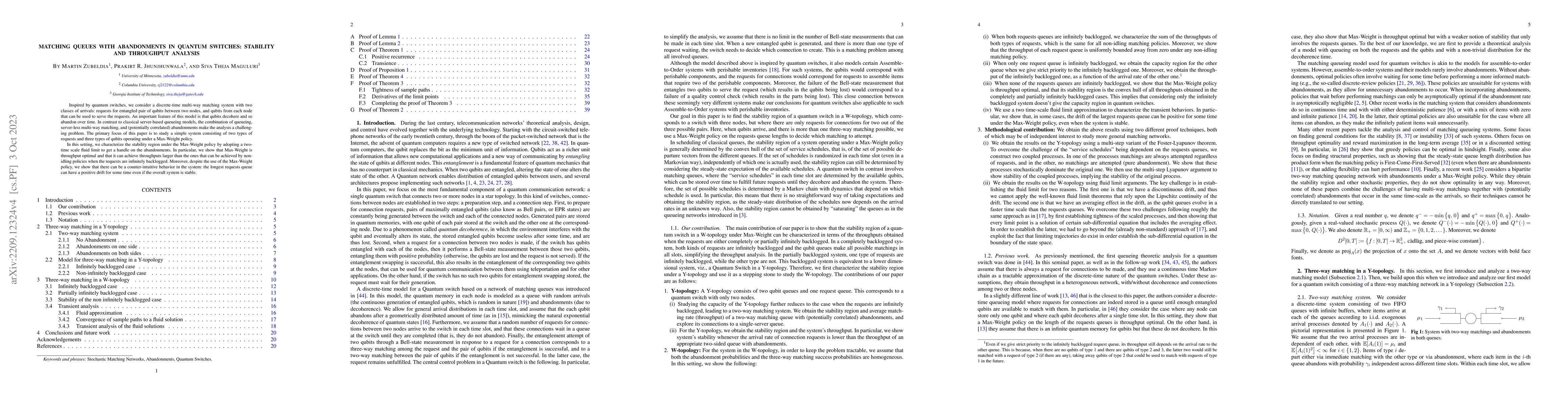 Thumbnail for Matching Queues with Abandonments in Quantum Switches: Stability and
  Throughput Analysis
