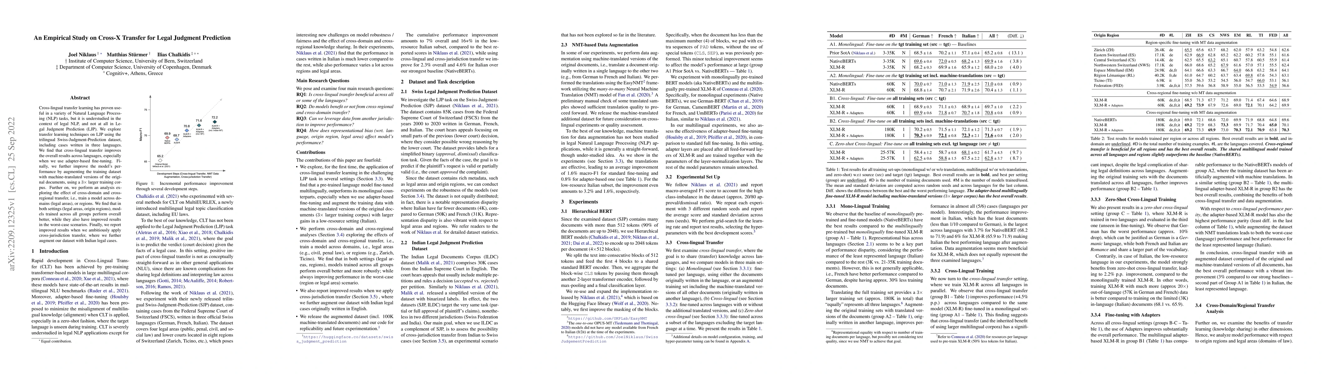 Thumbnail for An Empirical Study on Cross-X Transfer for Legal Judgment Prediction