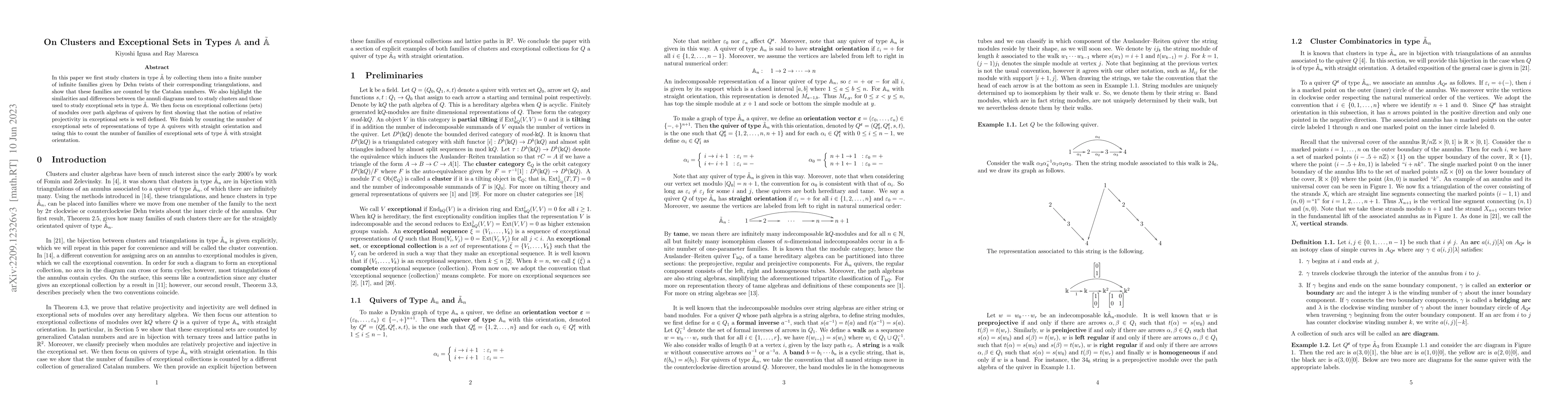 Thumbnail for On Clusters and Exceptional Sets in Types $\mathbb{A}$ and
  $\tilde{\mathbb{A}}$