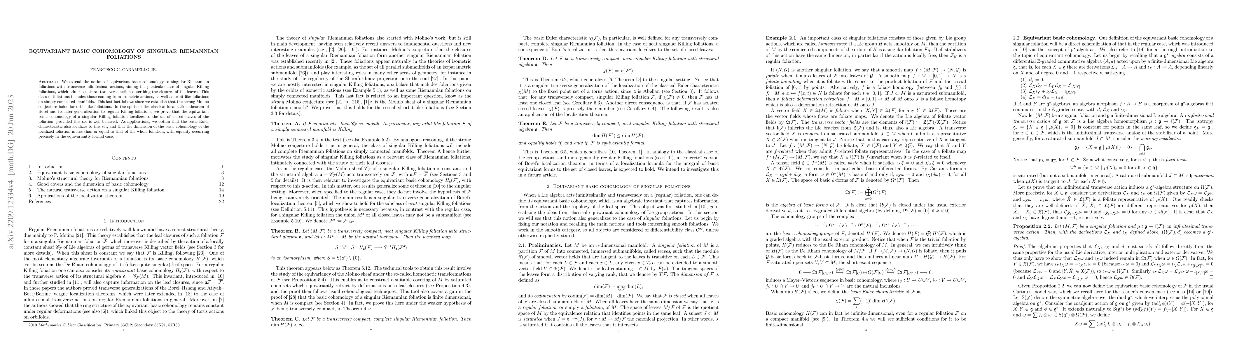 Thumbnail for Equivariant basic cohomology of singular Riemannian foliations