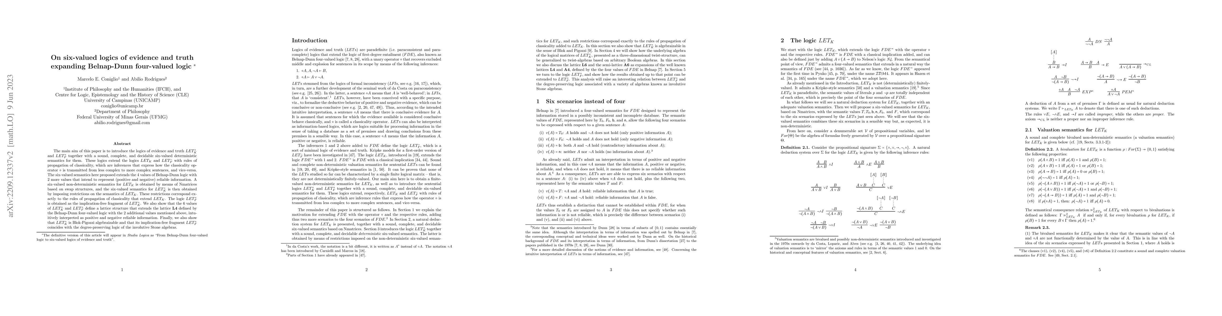 Thumbnail for On six-valued logics of evidence and truth expanding Belnap-Dunn
  four-valued logic