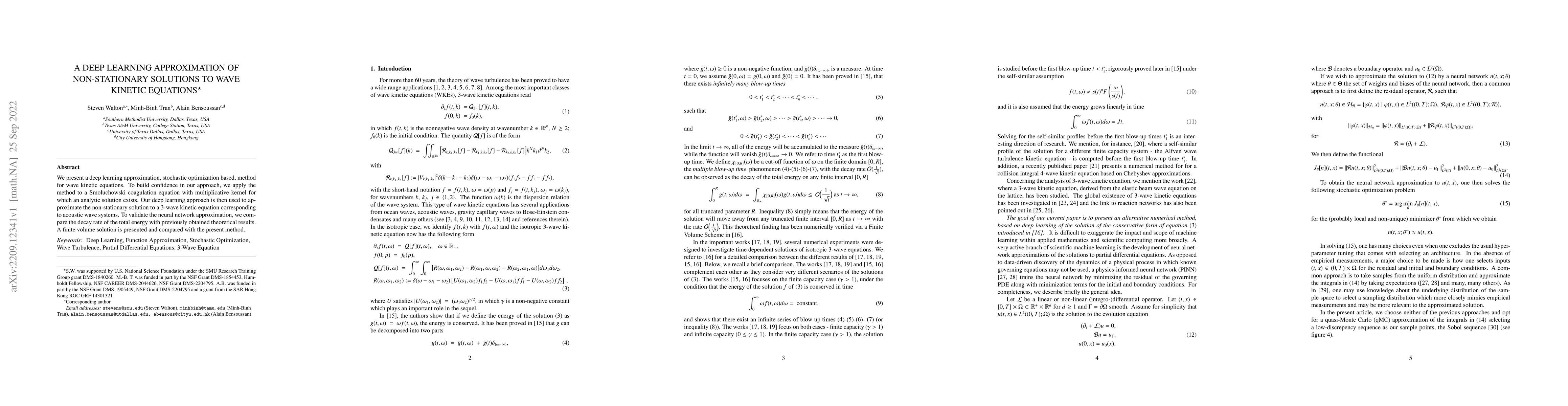 Thumbnail for A Deep Learning Approximation of Non-Stationary Solutions to Wave
  Kinetic Equations