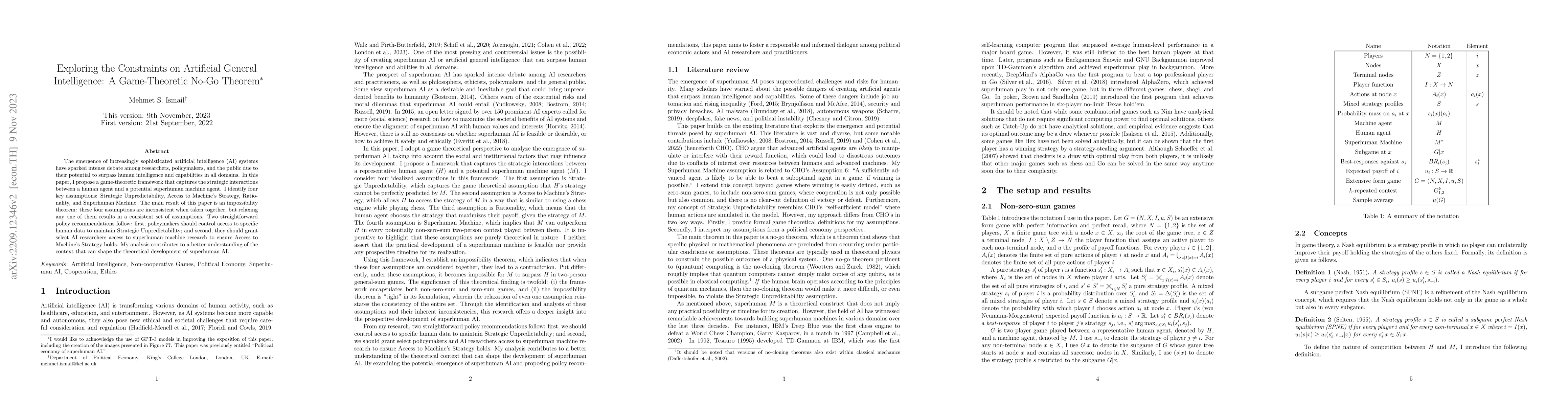Thumbnail for Exploring the Constraints on Artificial General Intelligence: A
  Game-Theoretic No-Go Theorem