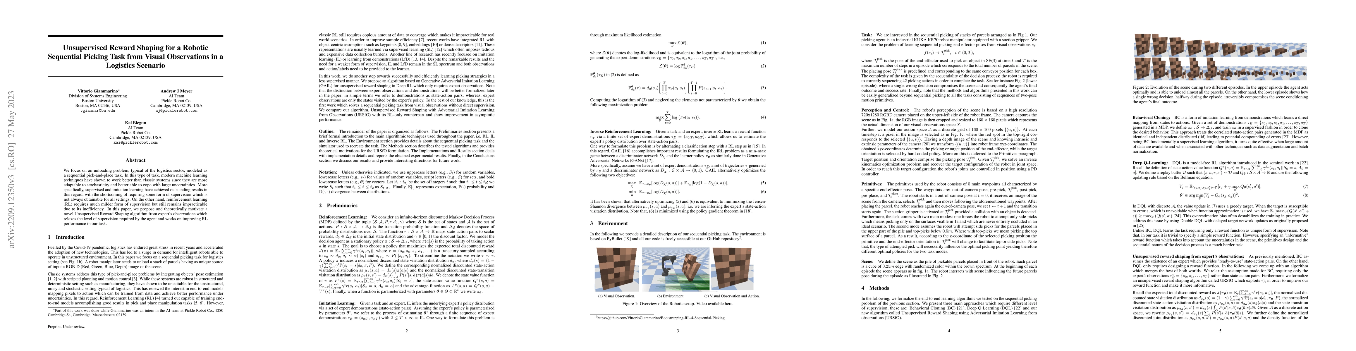 Thumbnail for Unsupervised Reward Shaping for a Robotic Sequential Picking Task from
  Visual Observations in a Logistics Scenario