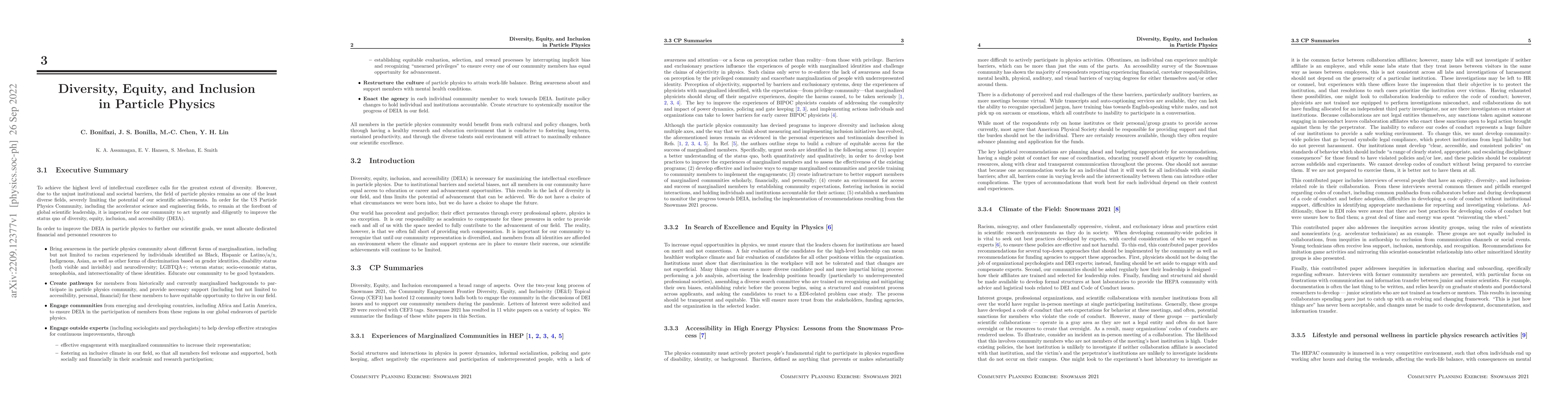 Thumbnail for Diversity, Equity, and Inclusion in Particle Physics