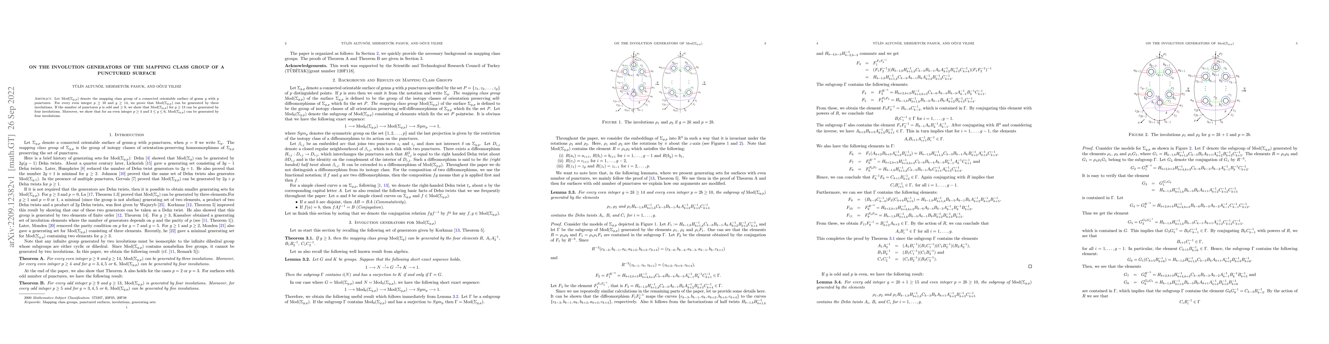 Thumbnail for On the involution generators of the mapping class group of a punctured
  surface