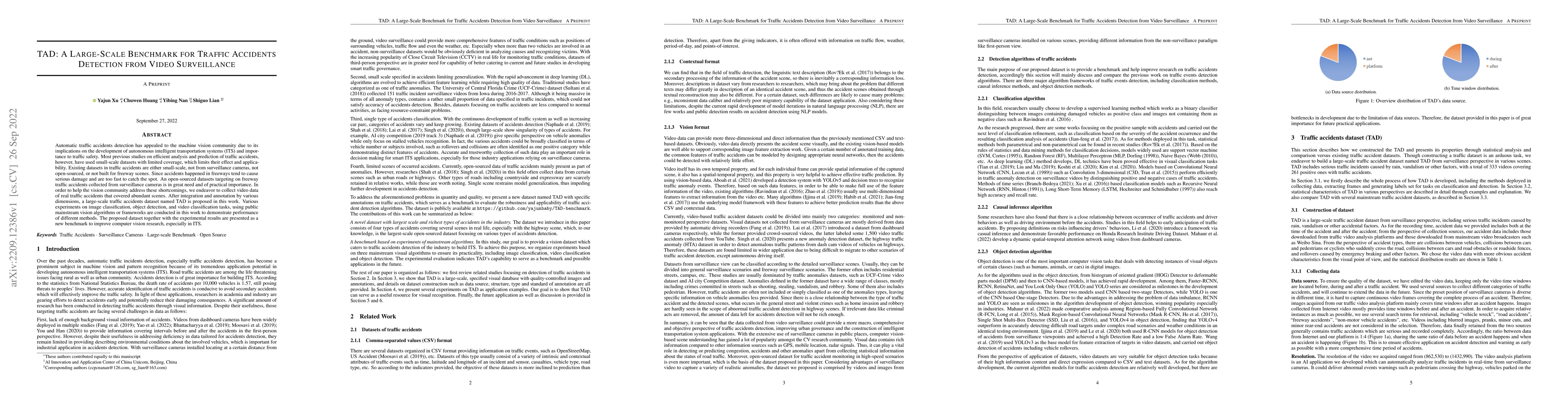 Thumbnail for TAD: A Large-Scale Benchmark for Traffic Accidents Detection from Video
  Surveillance