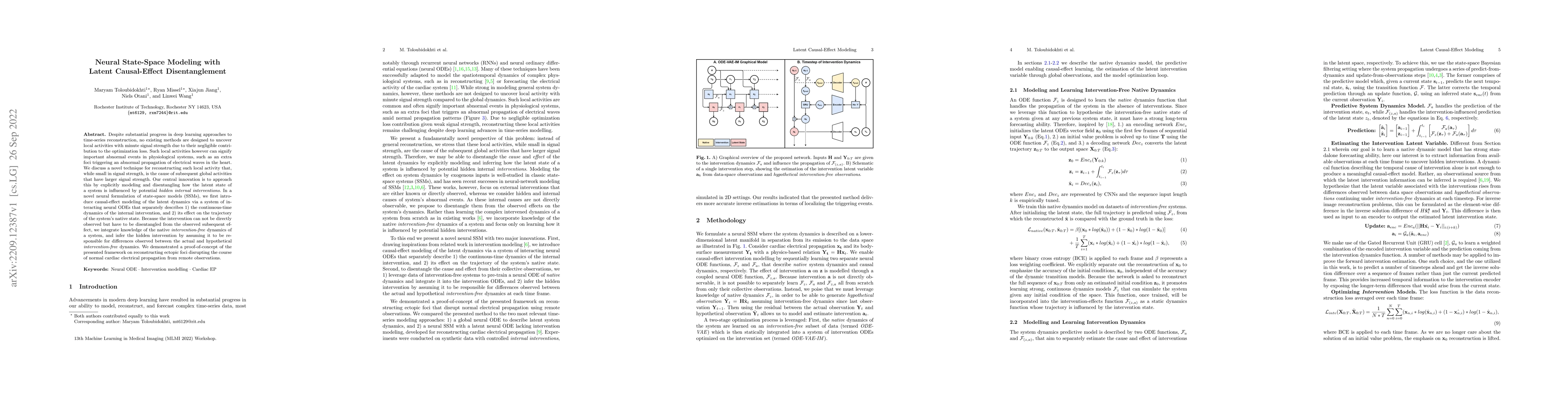 Thumbnail for Neural State-Space Modeling with Latent Causal-Effect Disentanglement