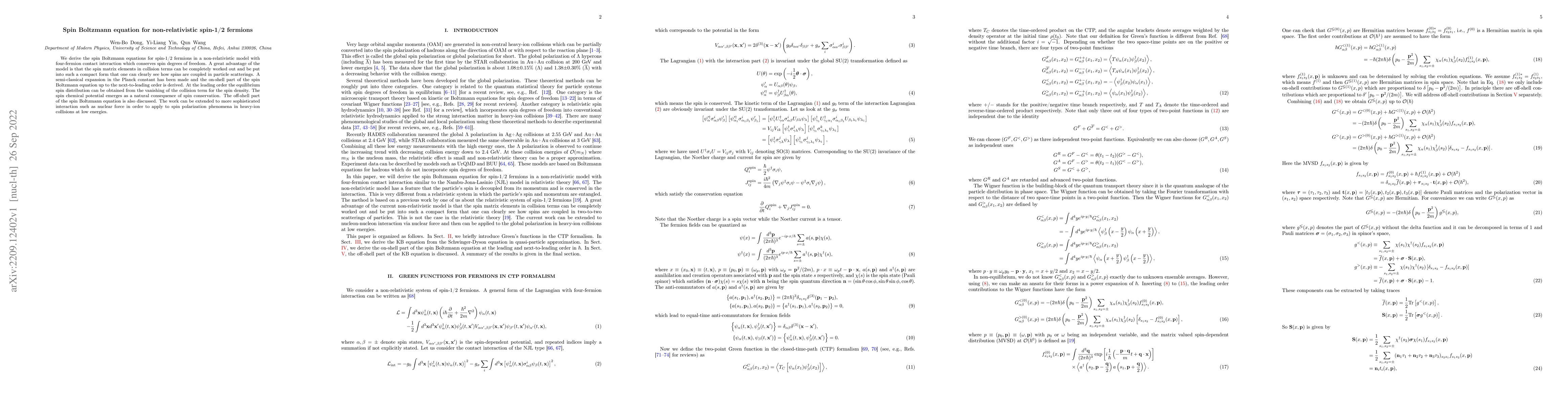 Thumbnail for Spin Boltzmann equation for non-relativistic spin-1/2 fermions