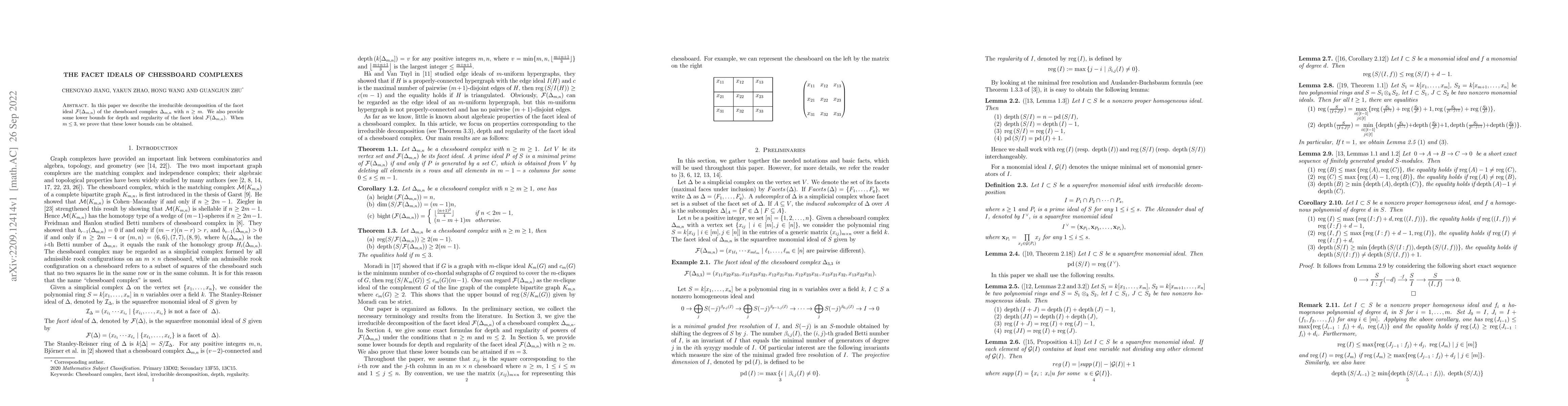 Thumbnail for The facet ideals of chessboard complexes