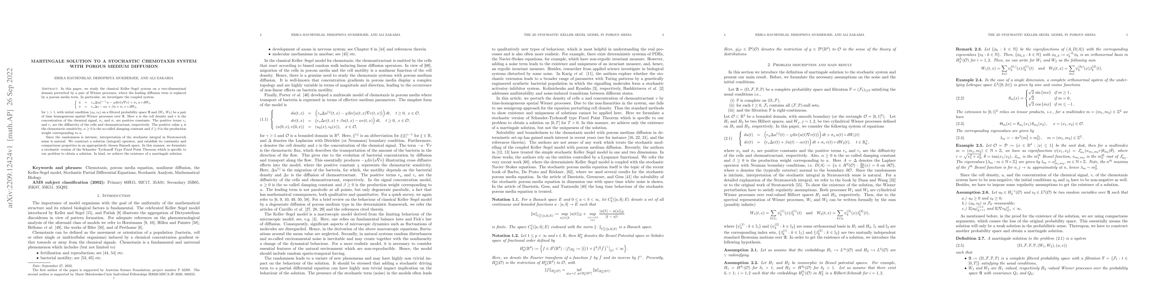 Thumbnail for Martingale Solution to a Stochastic Chemotaxis System with Porous Medium
  Diffusion
