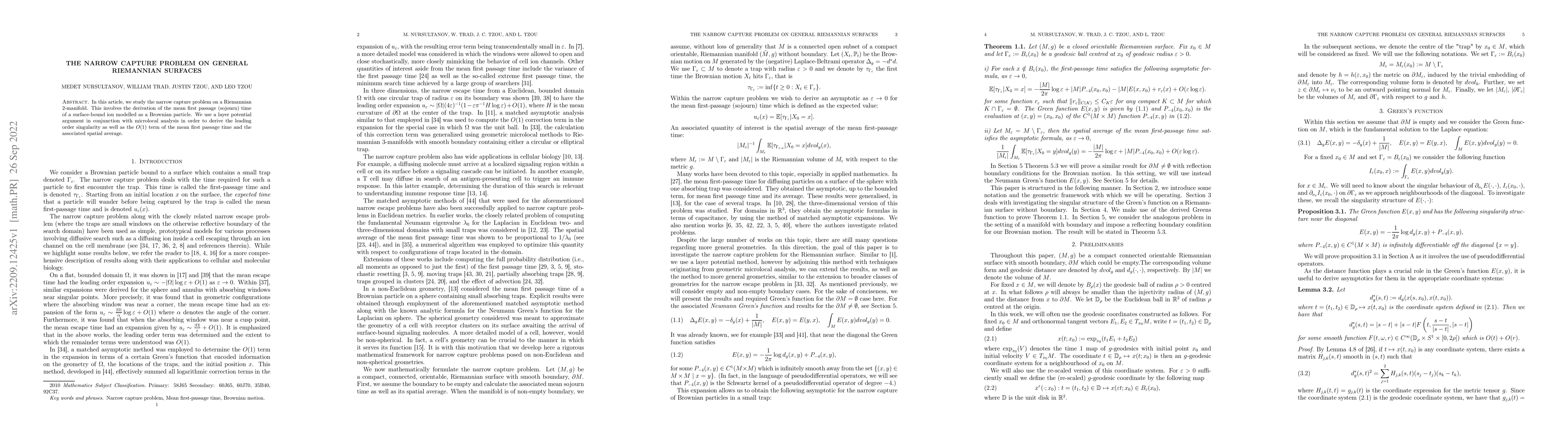Thumbnail for The narrow capture problem on general Riemannian surfaces