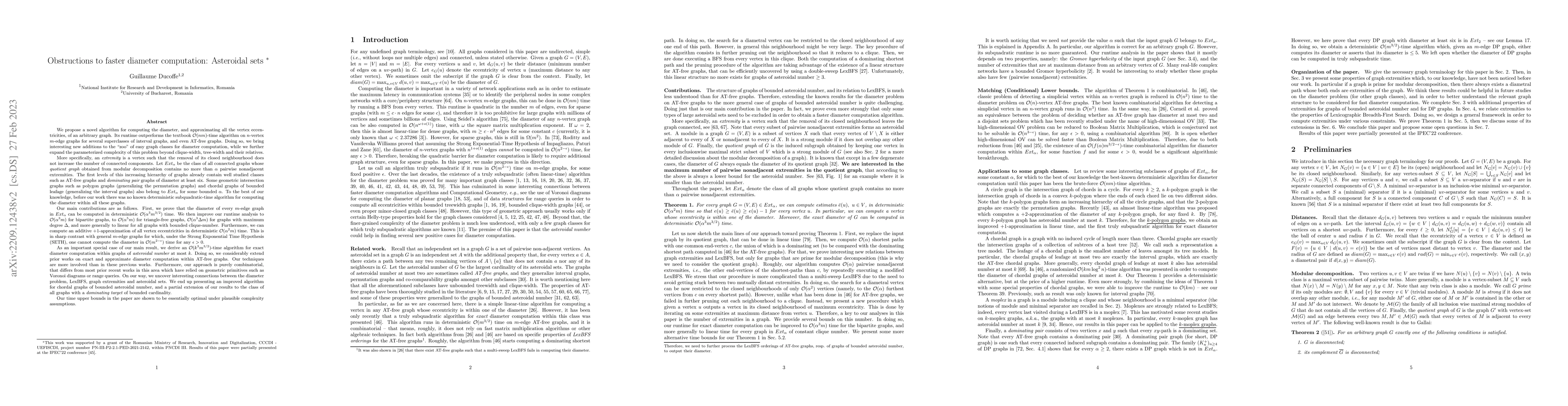 Thumbnail for Obstructions to faster diameter computation: Asteroidal sets