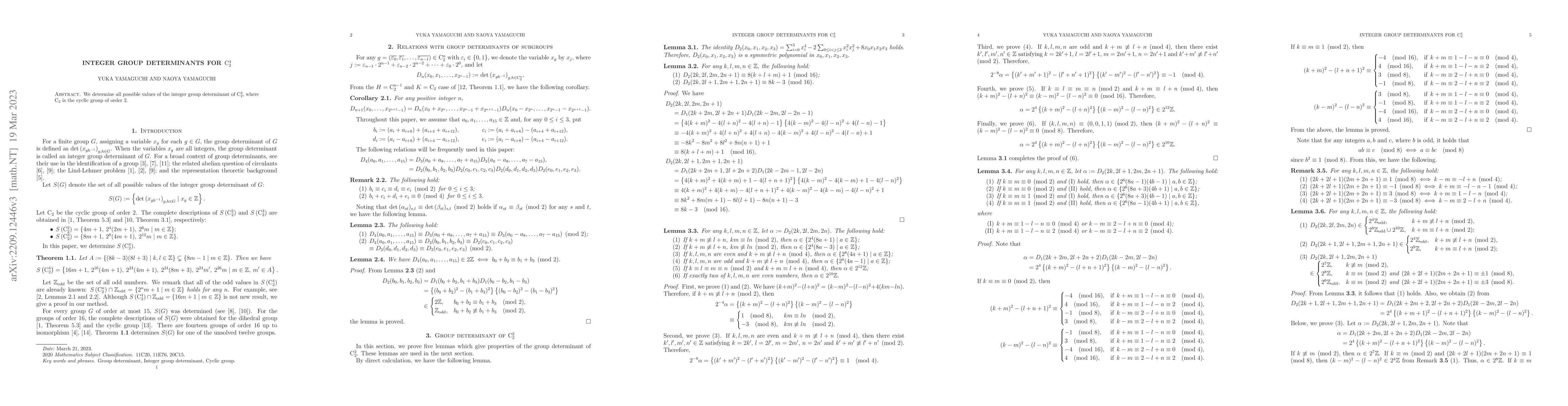 Thumbnail for Integer group determinants for ${\rm C}_{2}^{4}$