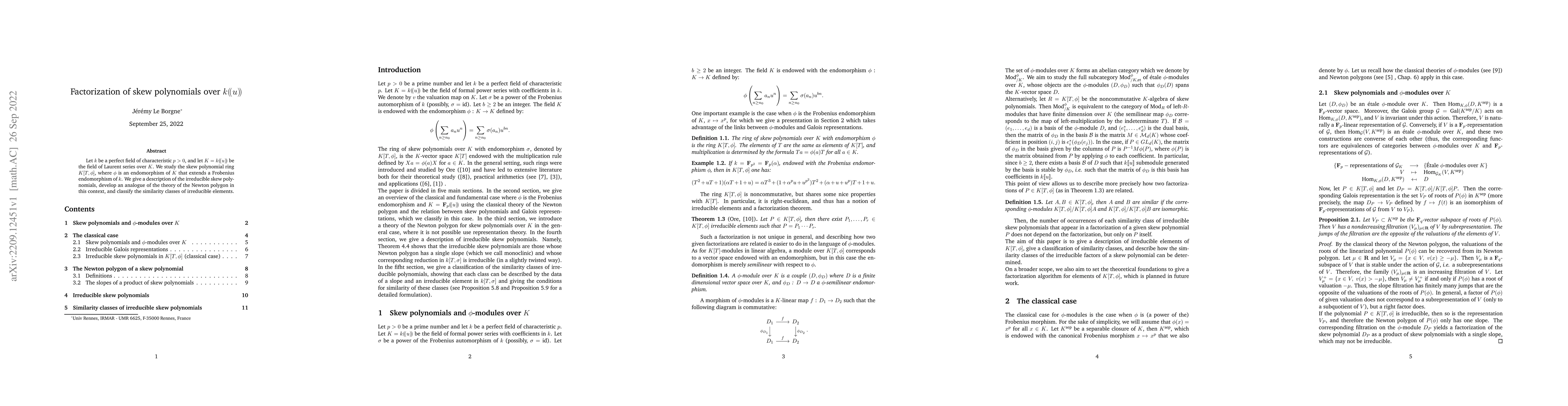 Thumbnail for Factorization of skew polynomials over k((u))
