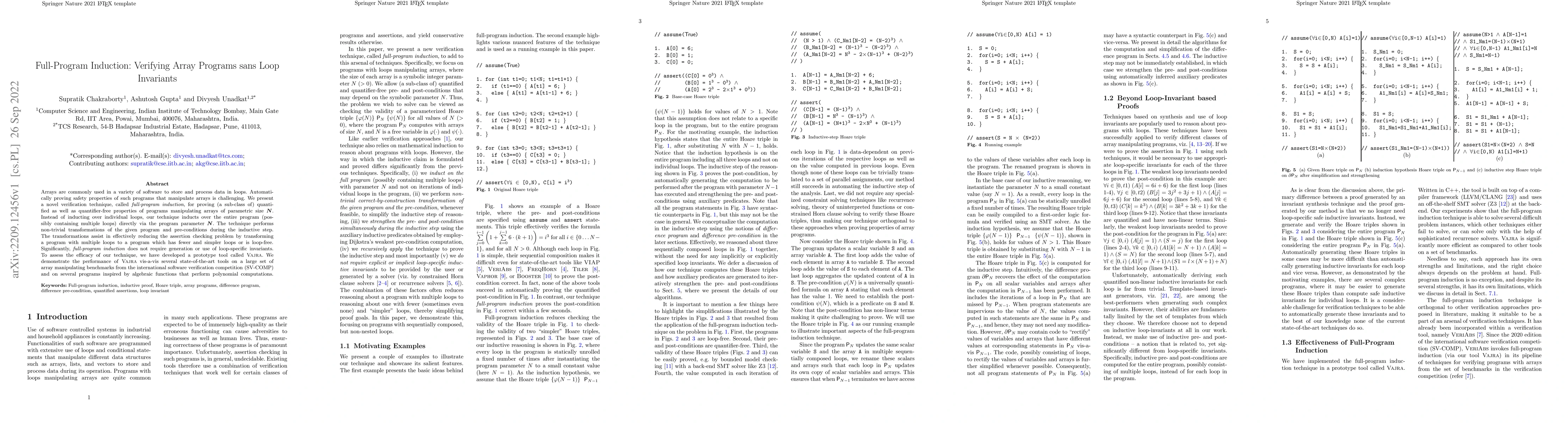 Thumbnail for Full-Program Induction: Verifying Array Programs sans Loop Invariants