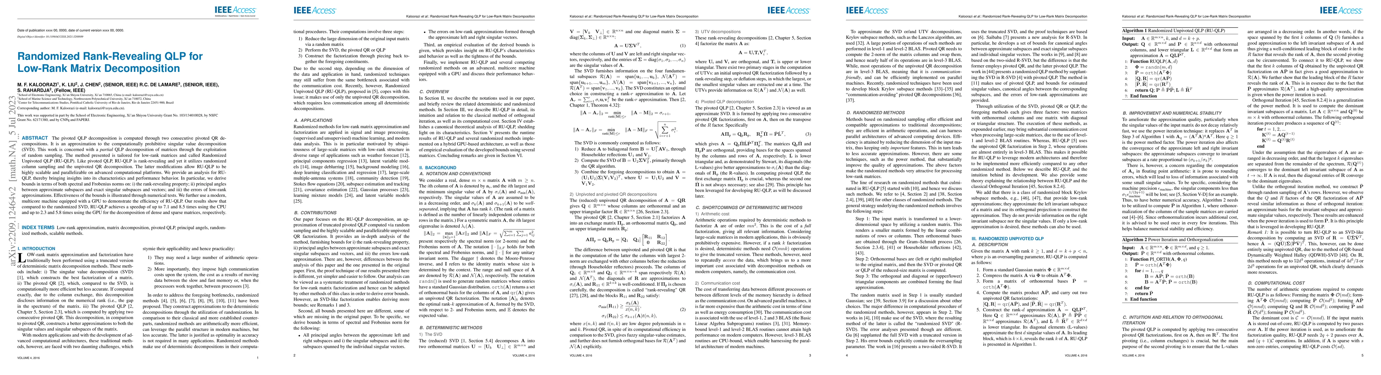 Thumbnail for Randomized Rank-Revealing QLP for Low-Rank Matrix Decomposition